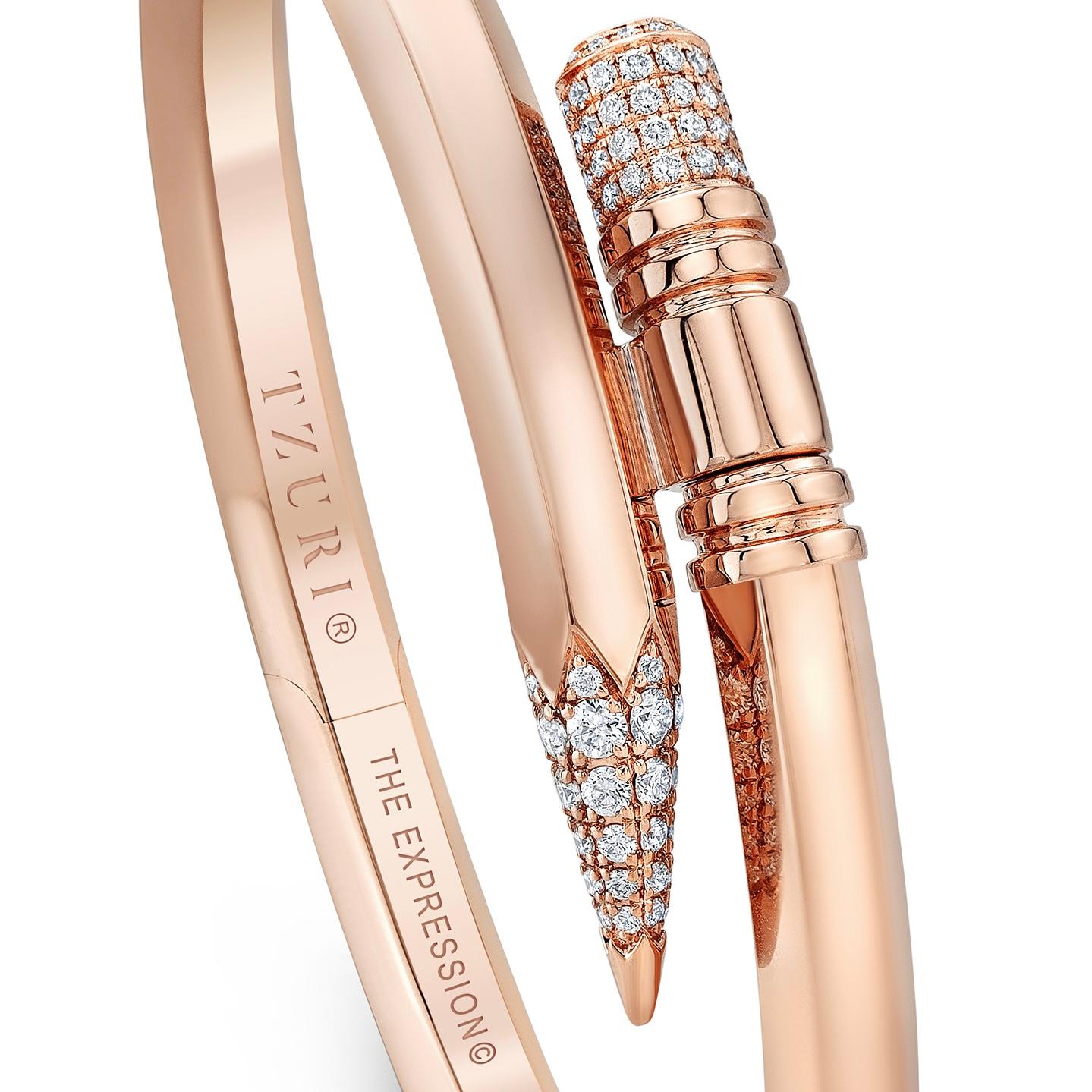 18K Rose Gold Medium Expression Bracelet

5.5 mm Gauge Thickness

Weight: 0.88 ct (approx.)

Color: F-G
Clarity: VS+

Bracelets are produced in limited editions of 500 units, per design, annually. They are engraved with the serial number and