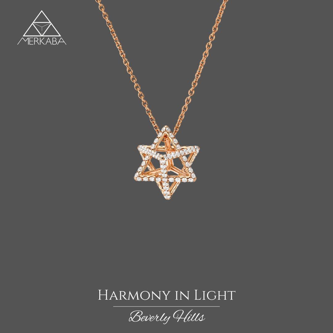 Contemporary 18K Rose Gold Merkaba Necklace with 1.12 Carat Diamonds - Your Universal Beacon For Sale