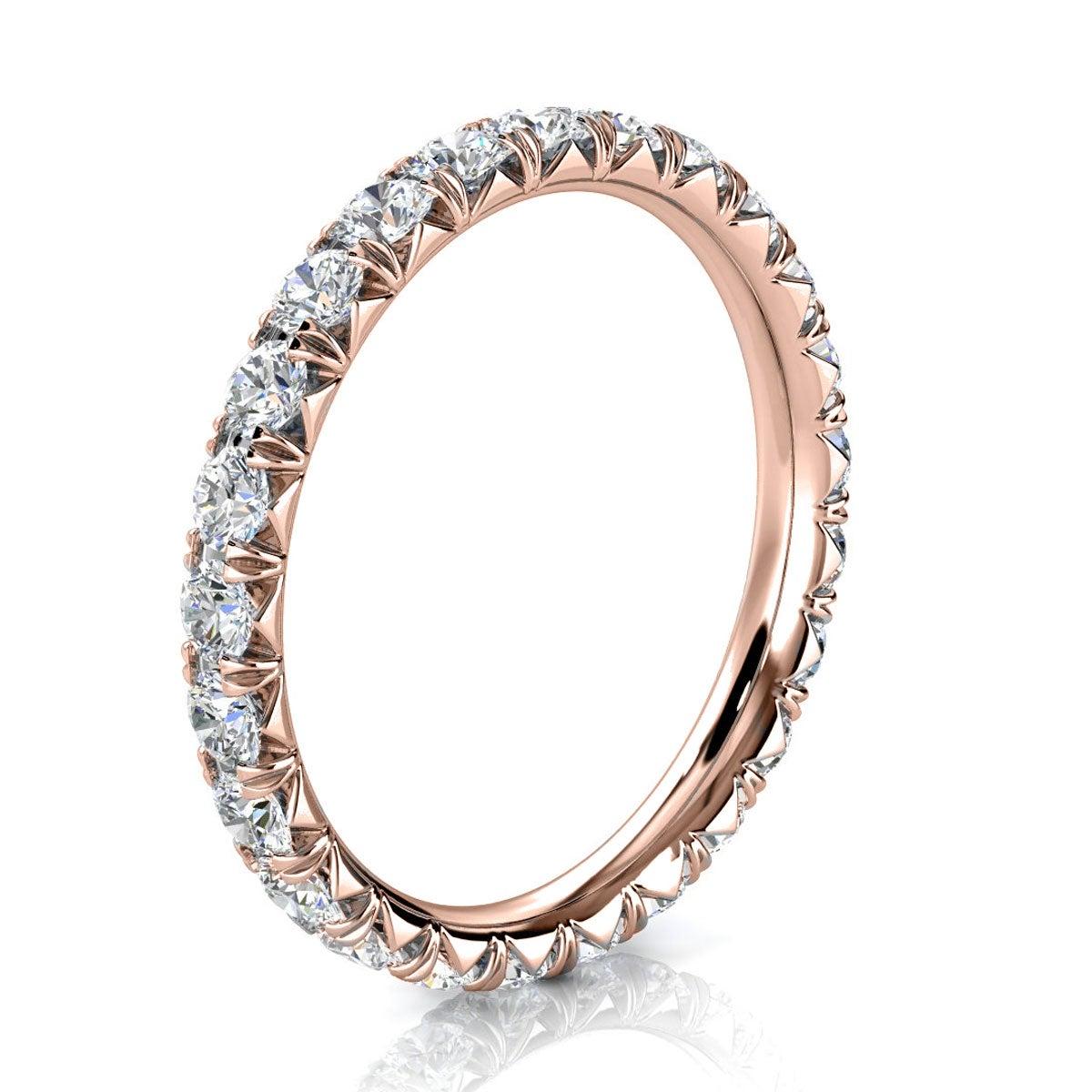 Im Angebot: 18 Karat Roségold Mia Französischer Pave Diamant Ewigkeitsring '1 Karat. tw' () 2