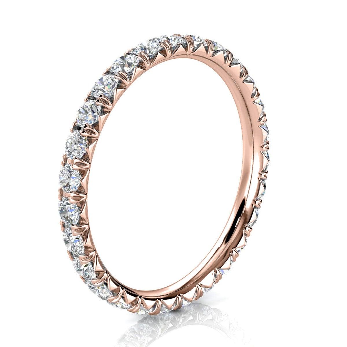 En vente :  Mia French Pave Diamond Eternity Bague d'éternité en or rose 18 carats « 3/4 Ct. tw » 2