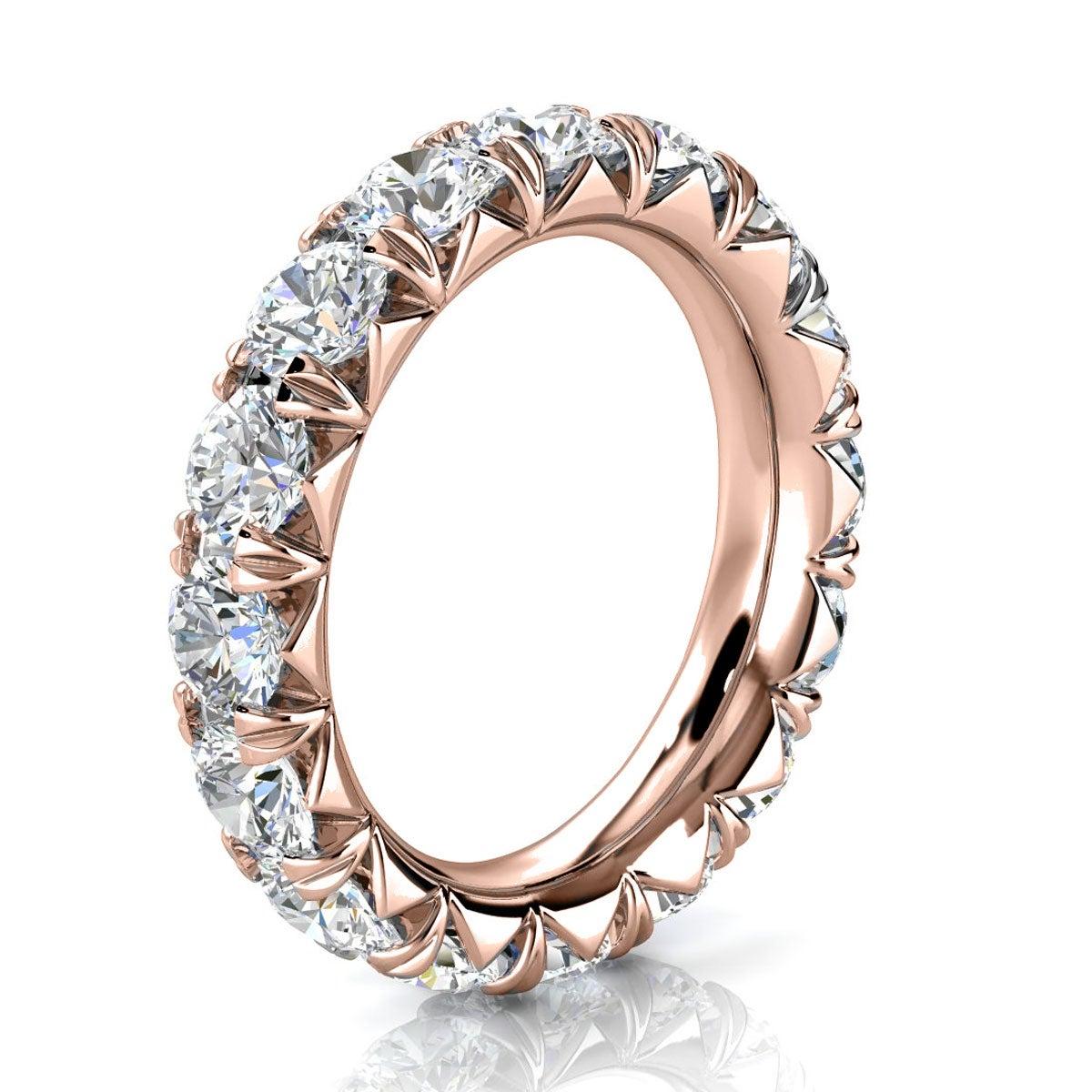 Im Angebot: 18 Karat Roségold Französisch Pave Diamant Ewigkeitsring '4 Ct. „Cow's () 2