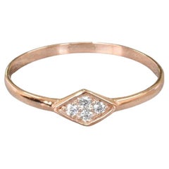 18k Rose Gold Micro Pave Diamond Ring Dainty Diamond Ring Trendy Diamond Ring