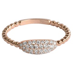 18k Rose Gold Micro Pave Diamond Wedding Ring Dainty Cluster Diamond Ring