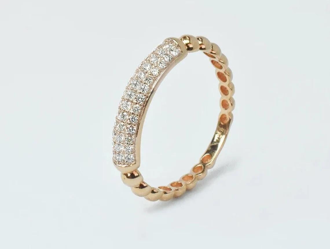 For Sale:  18K Rose Gold Micro Pave Wedding Diamond Ring Half Eternity Diamond Ring 2
