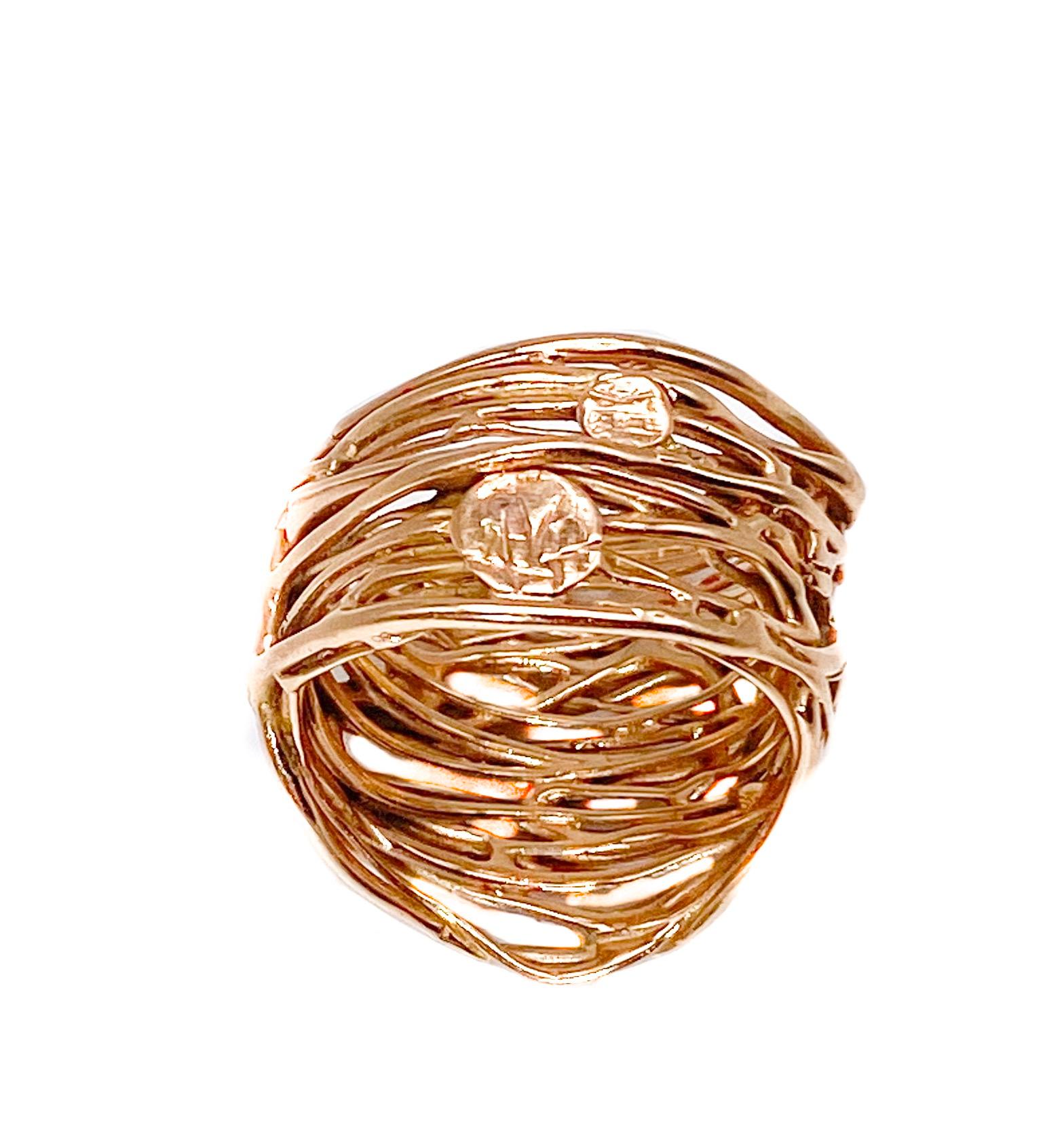 Contemporary 18 Karat Rose Gold Millefili Ring with Diamonds