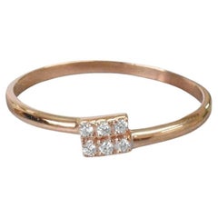 18k Rose Gold Minimalist Diamond Ring Stacking Ring Valentine Gift