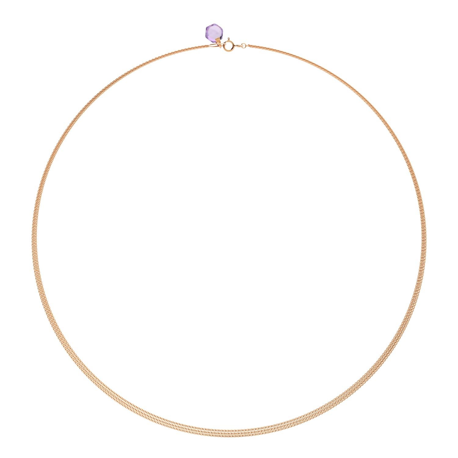 18 Karat Roségold Minimalistische Gold-Gliederkette mit natürlichem Amethyst