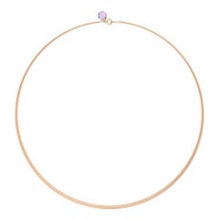 18k Rose Gold Minimalist Gold Link Chain with Natural Healing Amethyst