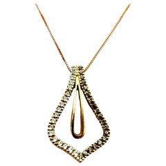 Colgante modernista de oro rosa de 18k con piedras y cadena de oro rosa de 14k de 18"