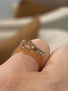 18K Rose Gold Morganite & Diamond Ring 1.35ct Pear Morganite 0.09ctw Diamonds