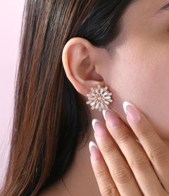18 Karat Rose Gold Certified Mother of Pearl Diamond Statement Stud Earrings