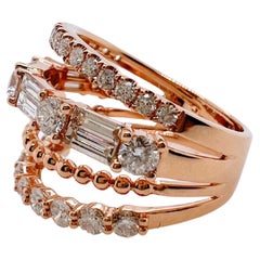 18k Rose Gold Multi Diamond Row Band Ring