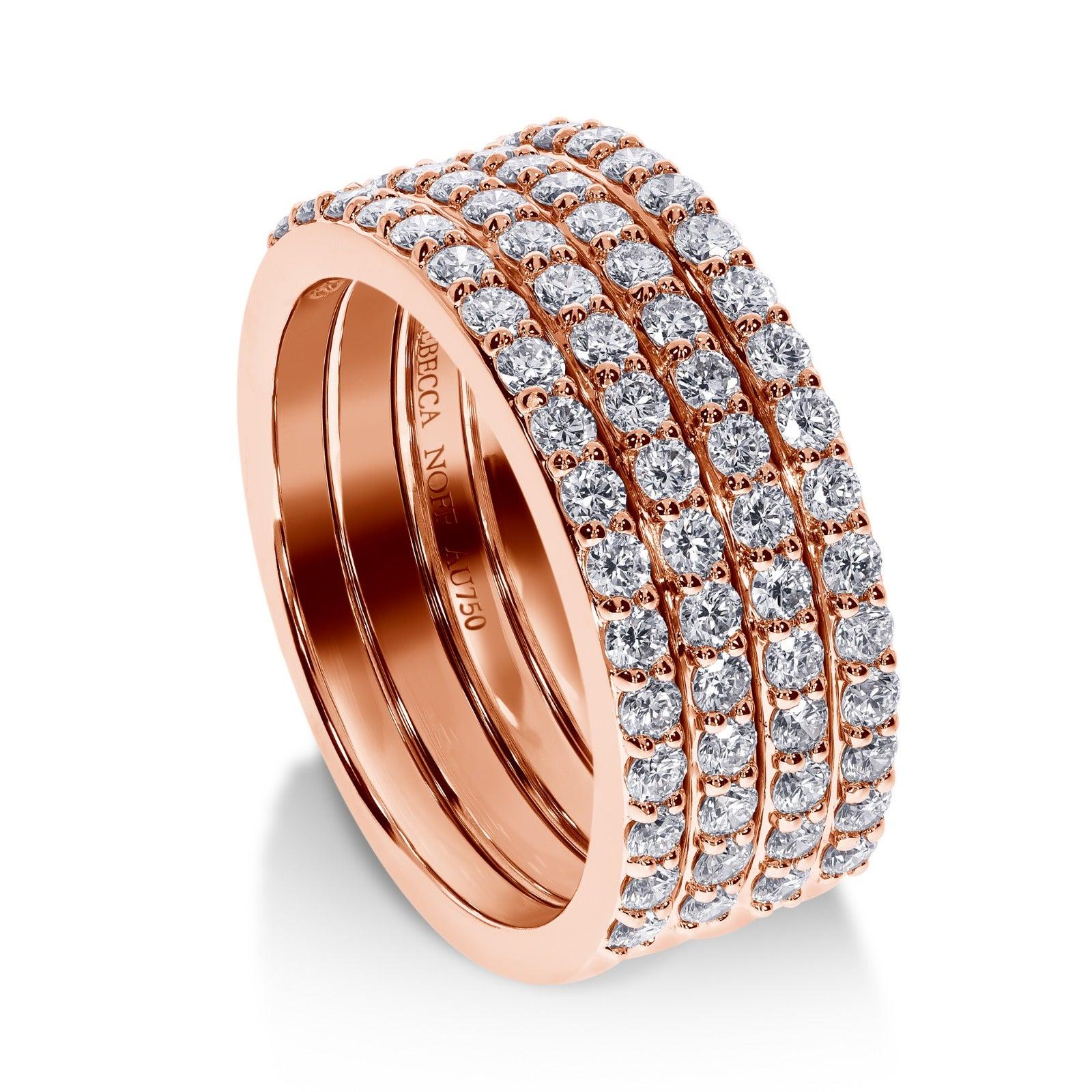 For Sale:  18k Rose Gold Multi-Row Diamond Band 3