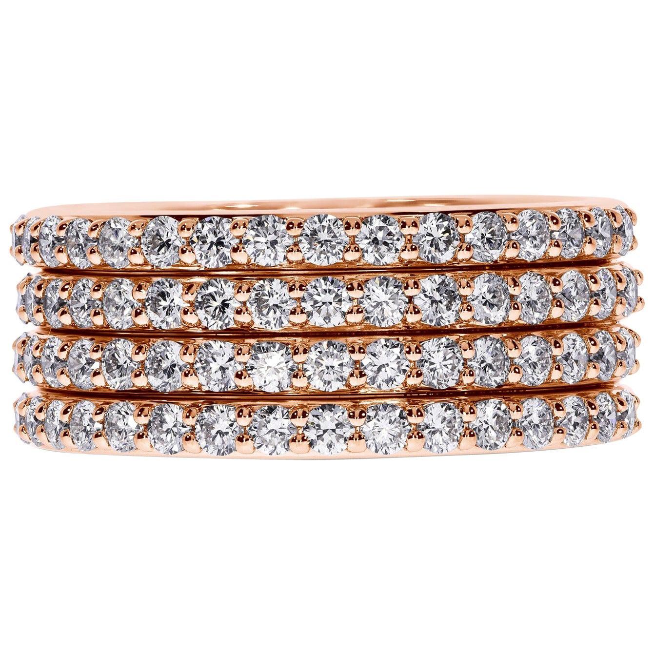 18 Karat Roségold Mehrreihiges Diamantband