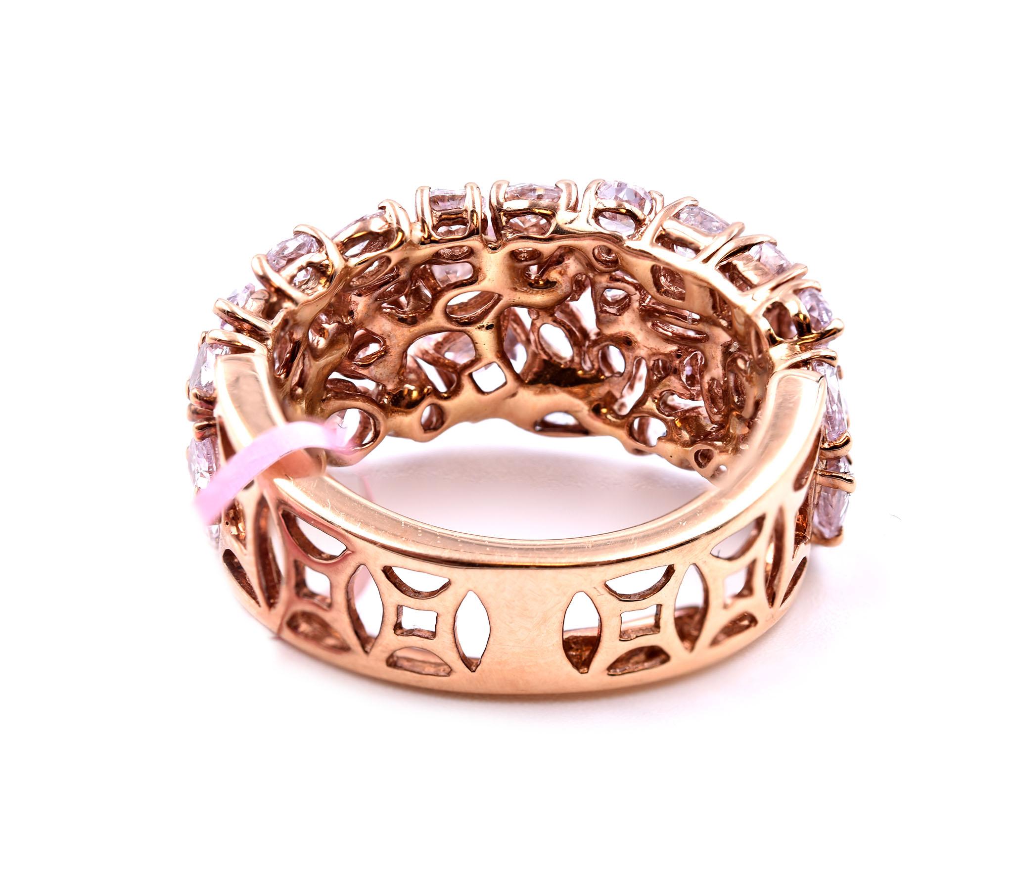 18 Karat Rose Gold Multi-Shaped Pink Diamond Cigar Band In Excellent Condition In Scottsdale, AZ