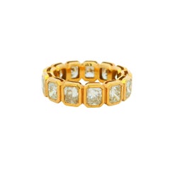 18k Rose Gold Natural 5.12 Carat Radiant Cut Diamond Bezel Set Eternity Ring