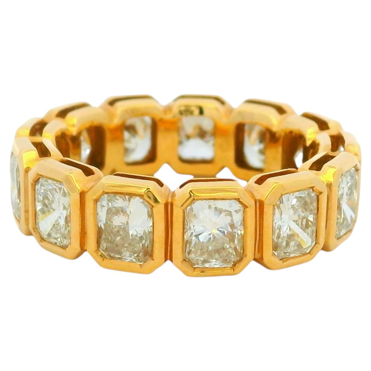 18k Rose Gold Natural 5.12 Carat Radiant Cut Diamond Bezel Set Eternity Ring