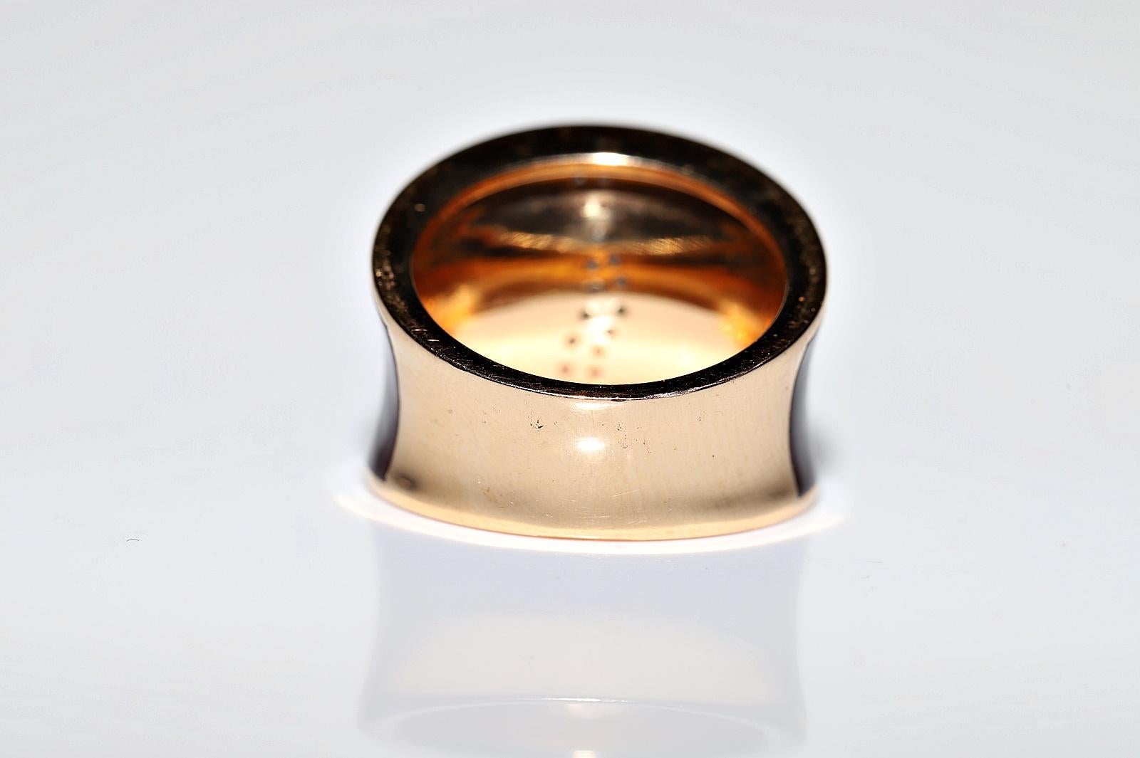 18k Rose Gold Natural Diamond And Enamel Decorated Strong Ring For Sale 4