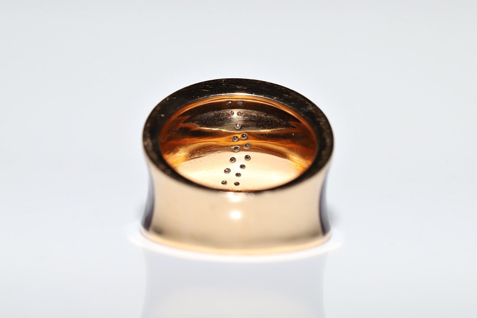 18k Rose Gold Natural Diamond And Enamel Decorated Strong Ring For Sale 2