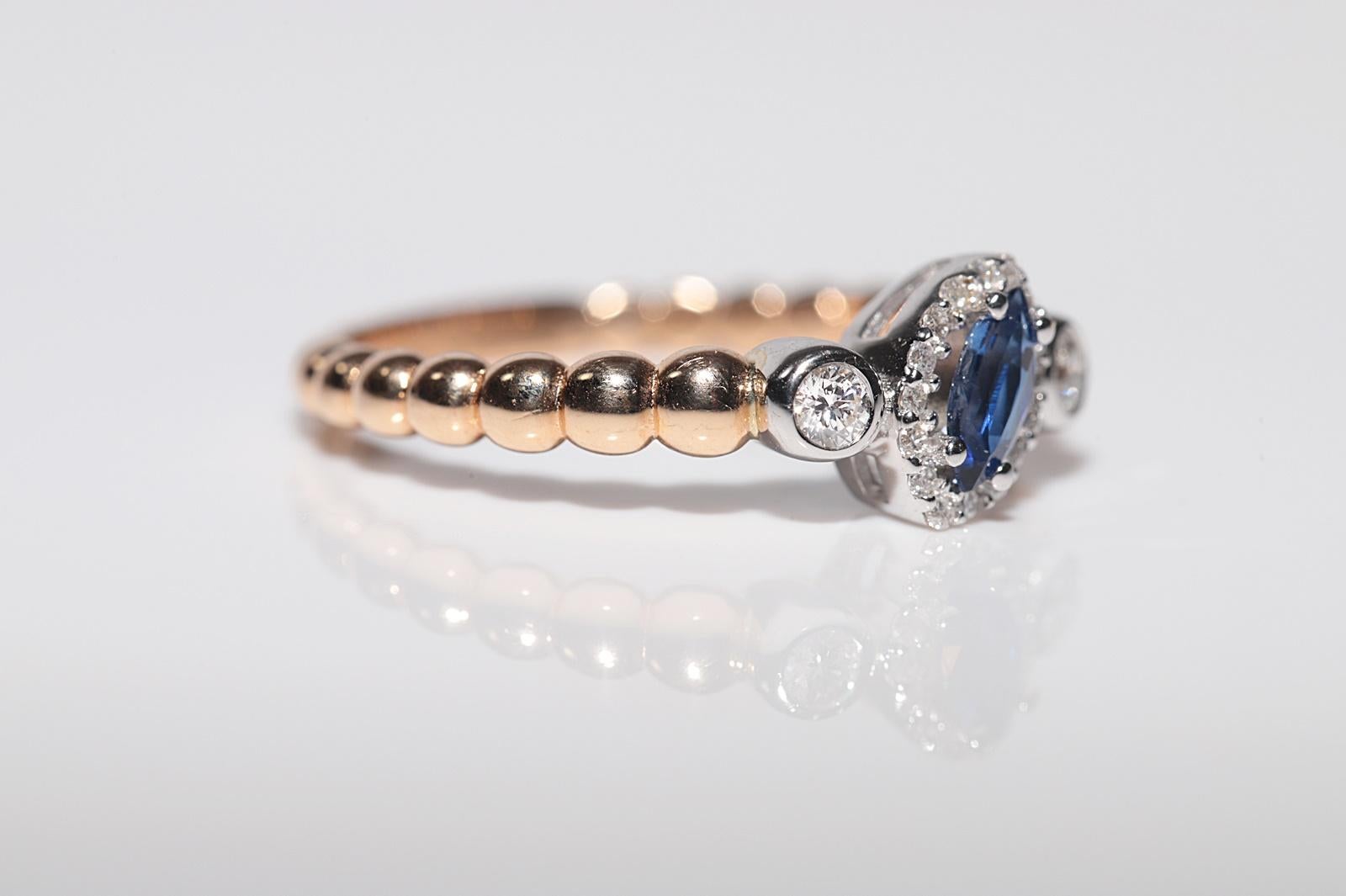 Bague décorée en or rose 18 carats avec diamants naturels et saphirs en vente 4