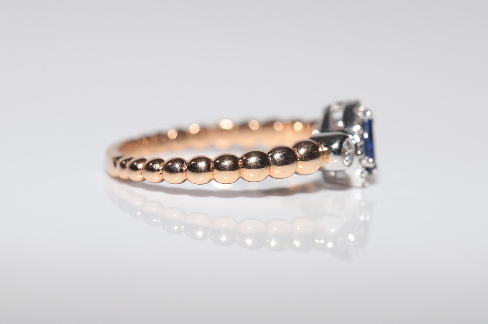 Bague décorée en or rose 18 carats avec diamants naturels et saphirs en vente 5