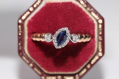 18k Rose Gold Natural Diamond And Sapphire Decorated Ring