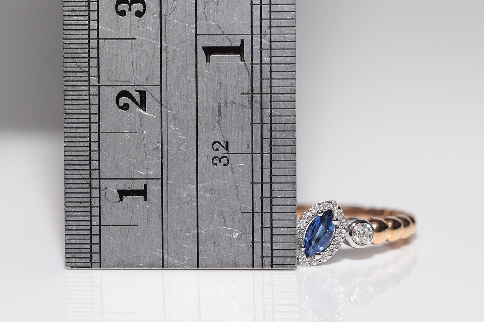 Bague décorée en or rose 18 carats avec diamants naturels et saphirs Neuf - En vente à Fatih/İstanbul, 34