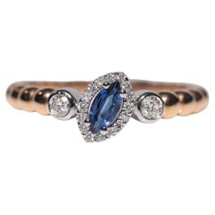 18 Karat Roségold Natürlicher Diamant und Saphir Dekorierter Ring