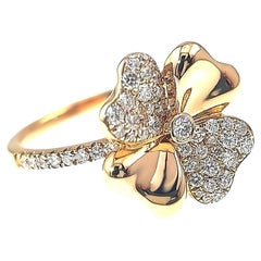 Bague en or rose 18 carats à diamant naturel de forme classique