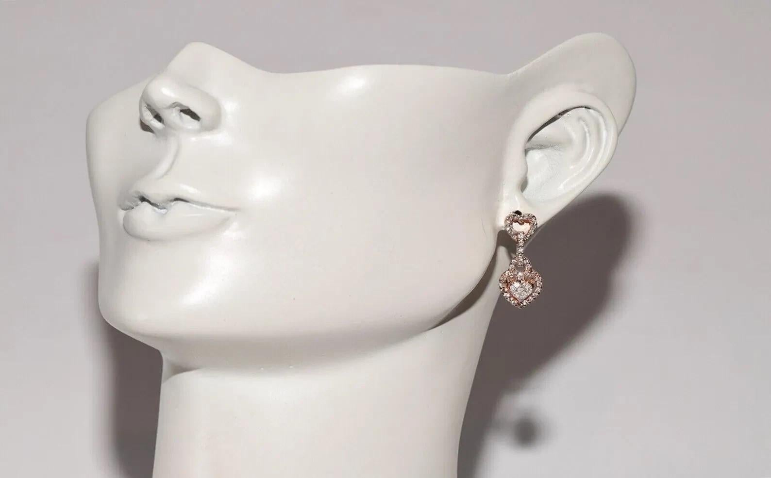 Boucle d'oreille pendante en or rose 18k ornée de diamants naturels en forme de coeur Bon état - En vente à Fatih/İstanbul, 34