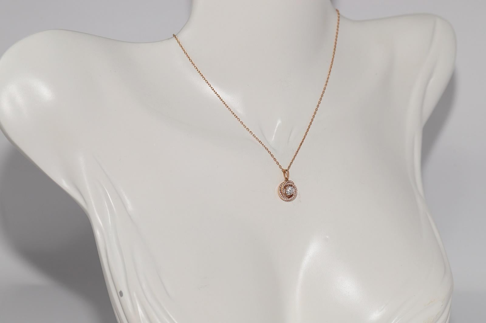 Collier pendentif décoré de diamants naturels en or rose 18 carats Bon état - En vente à Fatih/İstanbul, 34
