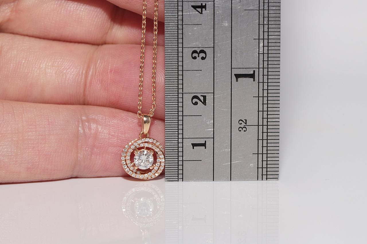 Collier pendentif décoré de diamants naturels en or rose 18 carats Pour femmes en vente