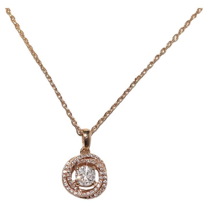 18k Rose Gold Natural Diamond Decorated Pendant Necklace