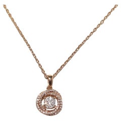 18k Rose Gold Natural Diamond Decorated Pendant Necklace