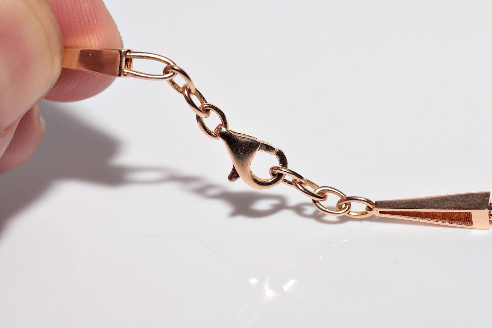 18k Rose Gold Natural Diamond Decorated Pretty Necklace For Sale 6