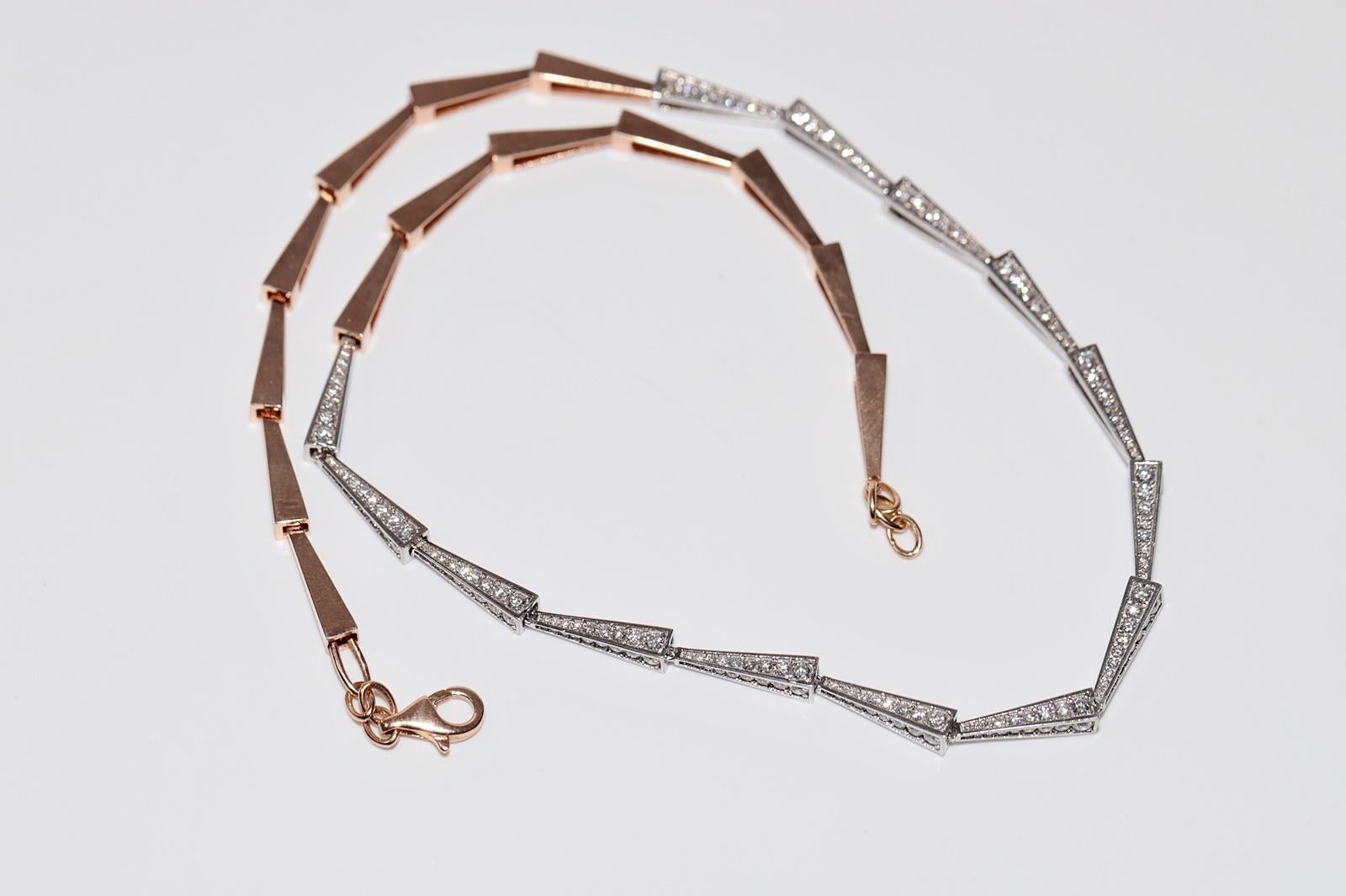 18k Rose Gold Natural Diamond Decorated Pretty Necklace For Sale 12