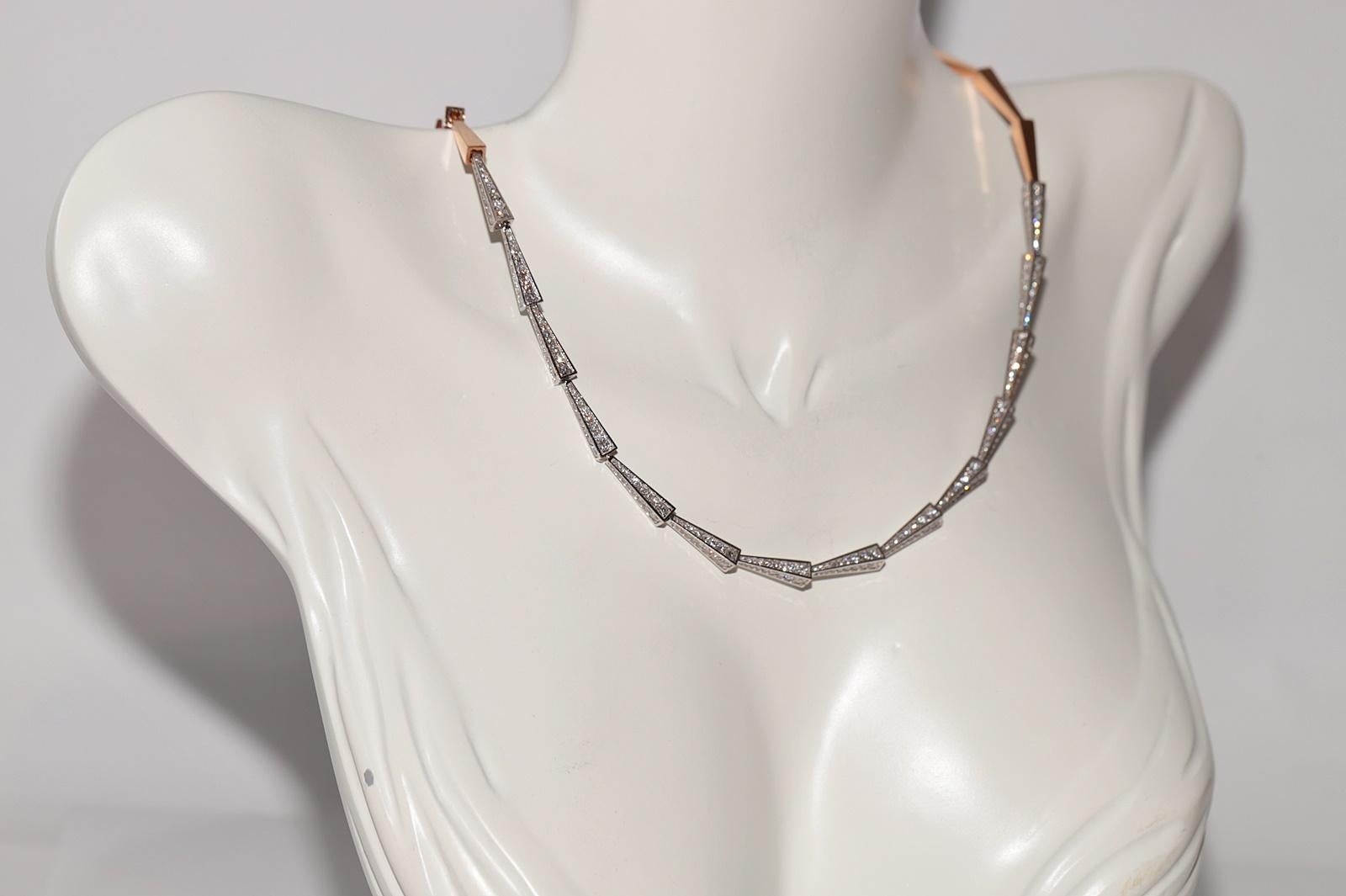 Brilliant Cut 18k Rose Gold Natural Diamond Decorated Pretty Necklace For Sale