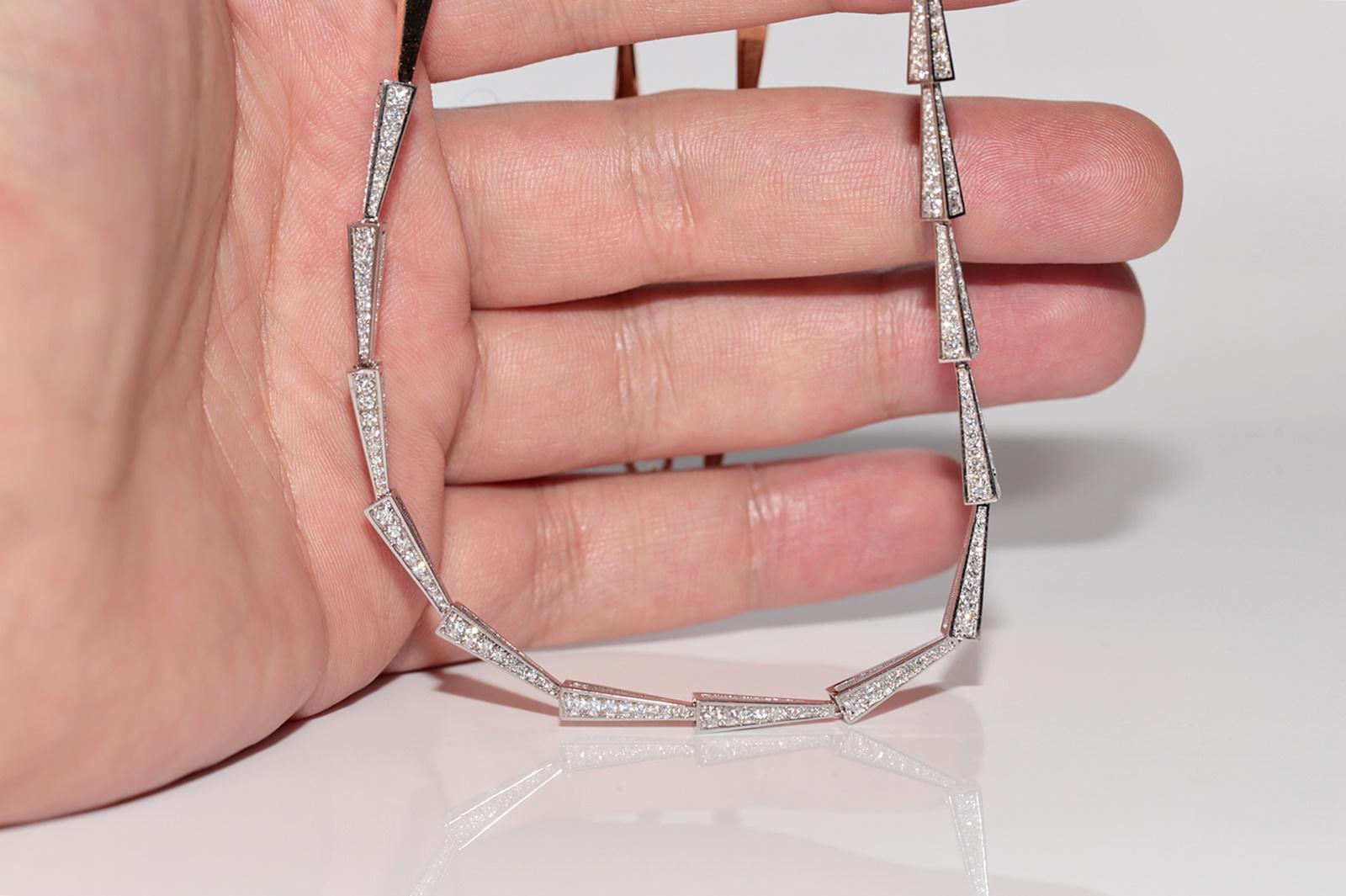 18 Karat Roségold Natürlicher Diamant Dekorierte hübsche Halskette im Zustand „Gut“ im Angebot in Fatih/İstanbul, 34