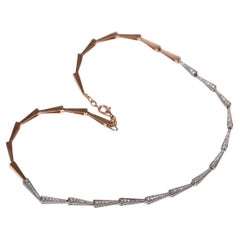 18k Rose Gold Natural Diamond Decorated Pretty Necklace