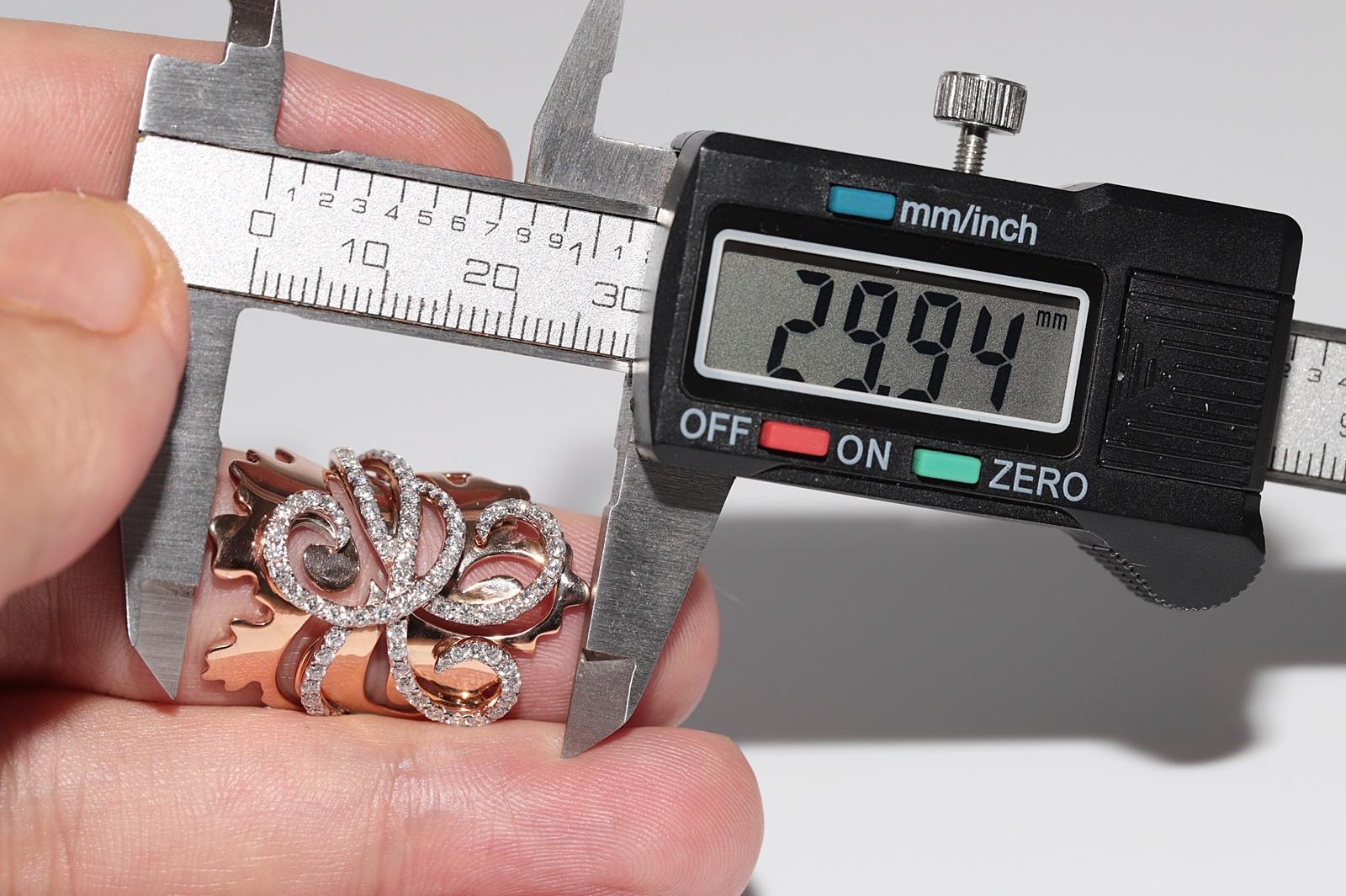 18 Karat Roségold Natürlicher Diamant Dekorierter starker großer Tank-Ring im Angebot 9