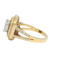 18K Rose Gold Natural Diamond Mosaic & Ruby Halo Bezel Set Ring In Stock