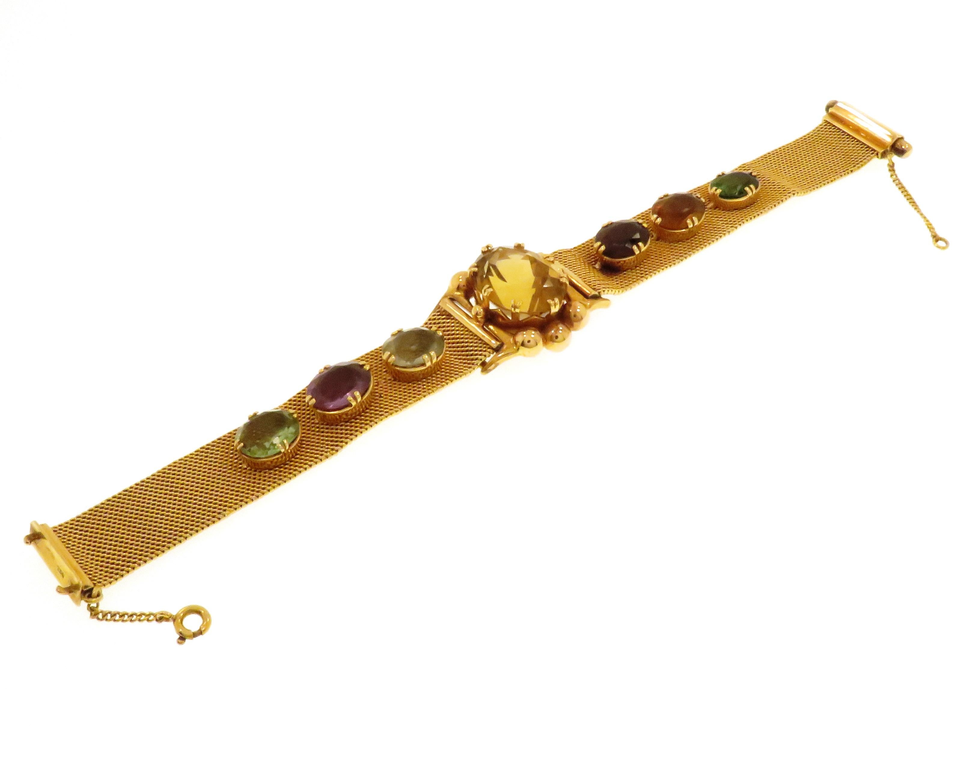 Oval Cut 18k Rose Gold Natural Gemstones Bracelet For Sale