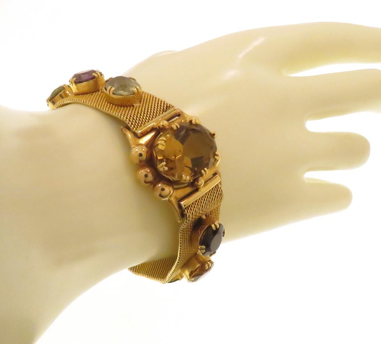 18k Rose Gold Natural Gemstones Bracelet For Sale at 1stDibs