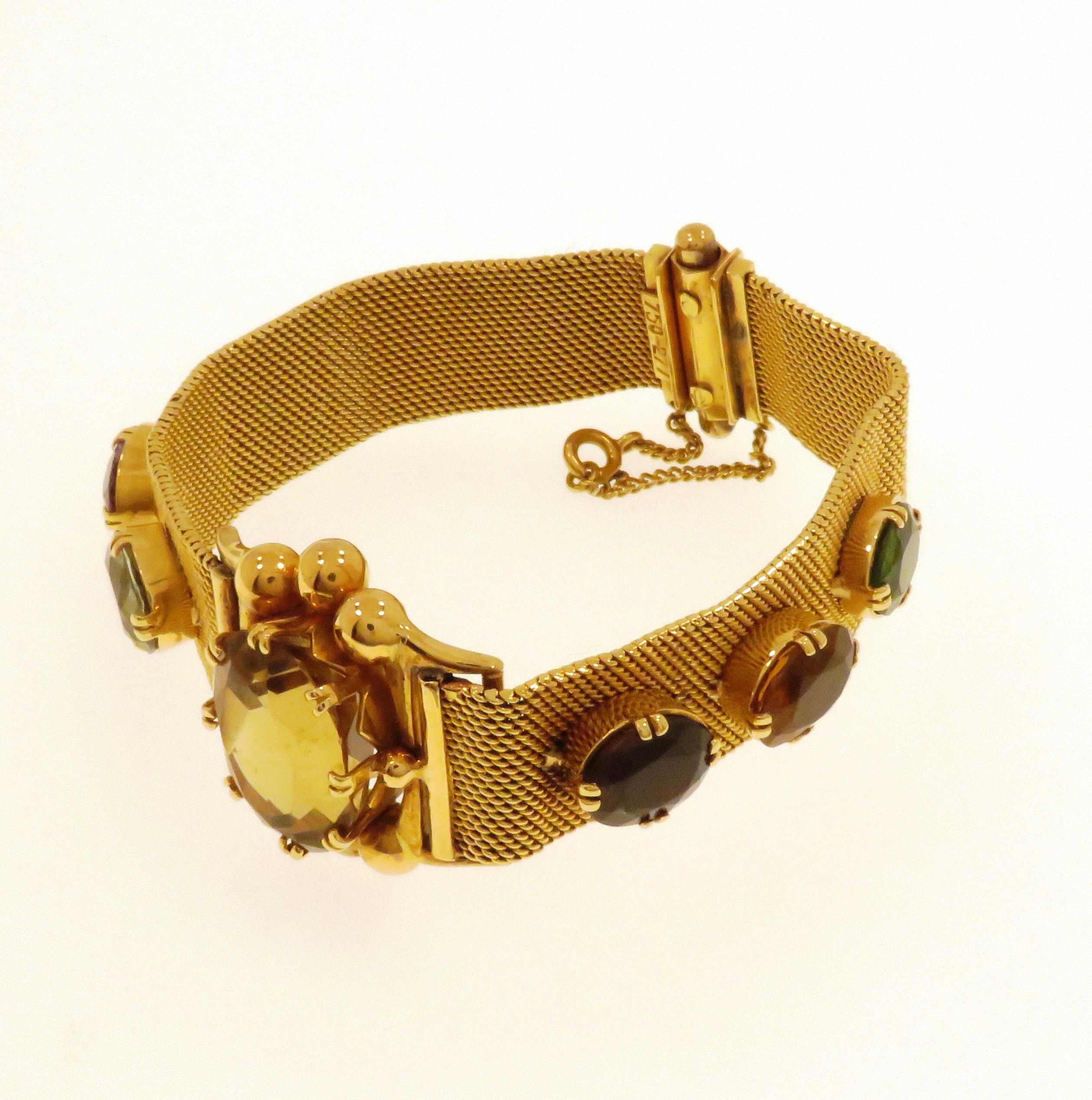 18k Rose Gold Natural Gemstones Bracelet For Sale 1