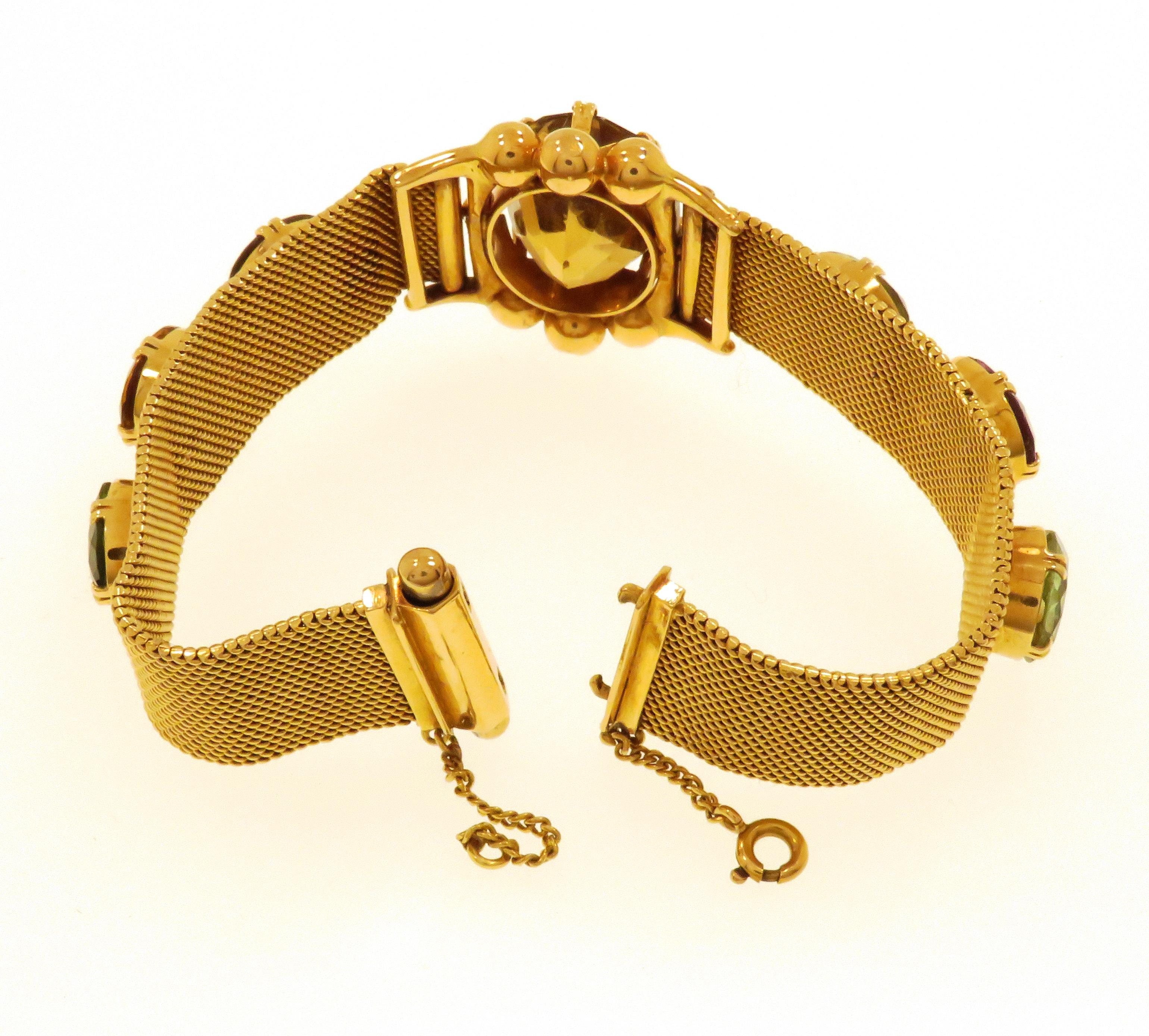 18k Rose Gold Natural Gemstones Bracelet For Sale 2
