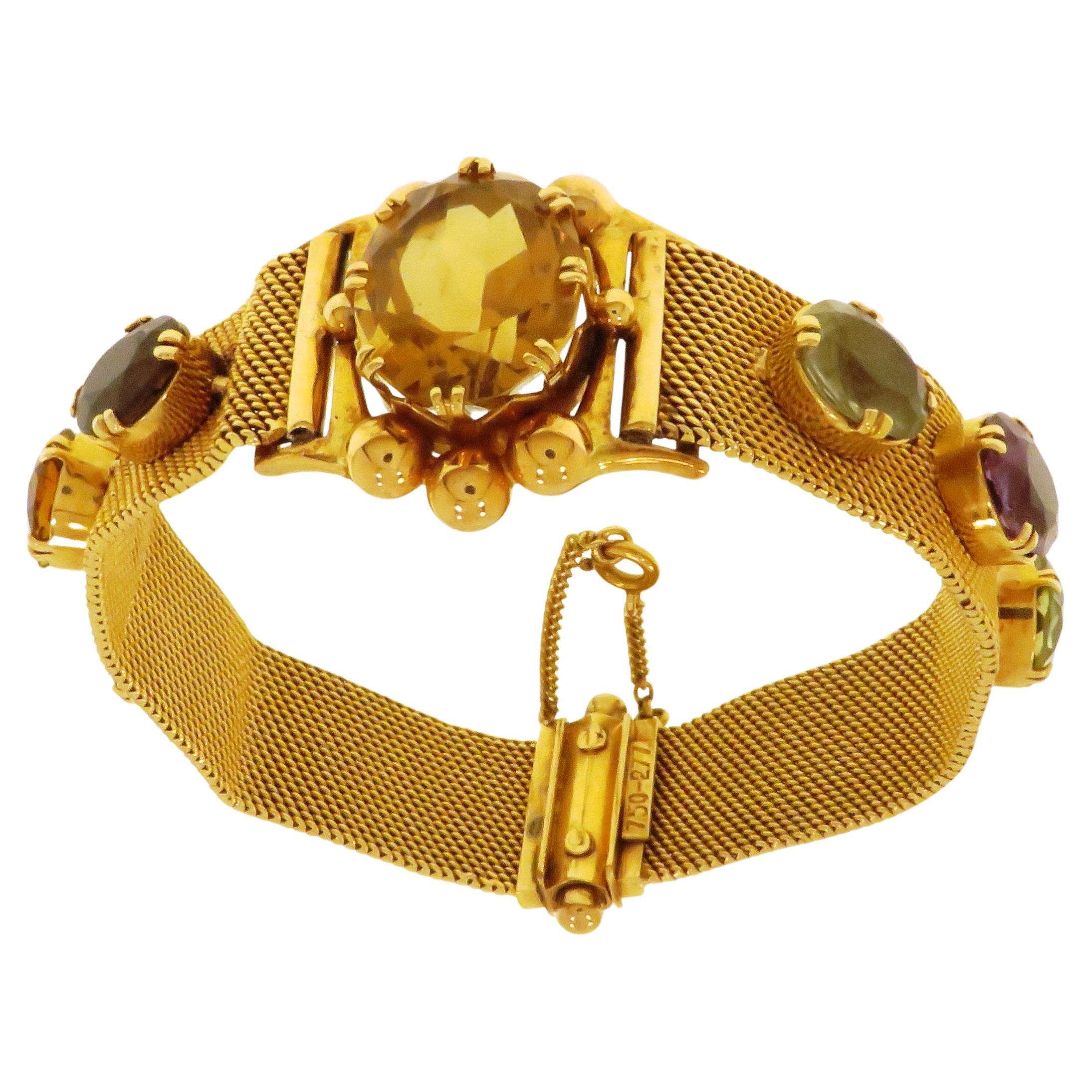 18k Rose Gold Natural Gemstones Bracelet For Sale