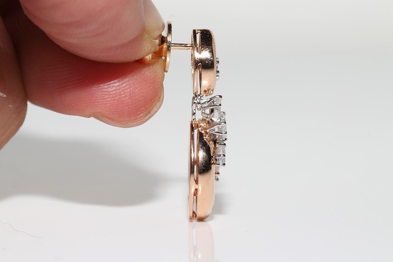 18 Karat Roségold Natürlicher Marquise-Schliff Diamant Dekorierter Tropfenohrring im Zustand „Gut“ im Angebot in Fatih/İstanbul, 34