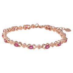 Bracelet à charnières en or rose 18 carats avec rubis naturel et diamants