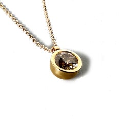 18K Rosé Gold Necklace with Brilliant Cut Diamond 0.74 Ct Nature Brown