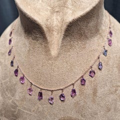 18K Rose Gold Necklace with Multi-Color Sapphire